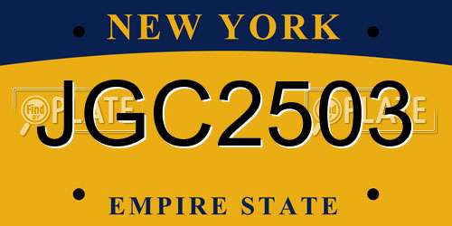 JGC2503 New York License Plate