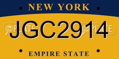 JGC2914 New York License Plate