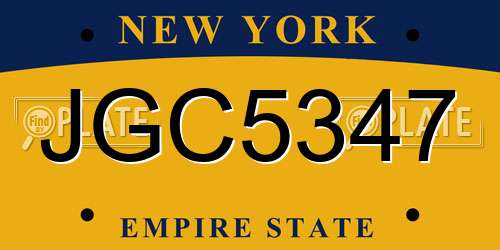 JGC5347 New York License Plate