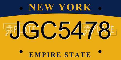 JGC5478 New York License Plate