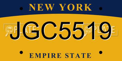 JGC5519 New York License Plate