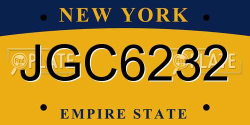 JGC6232 New York License Plate