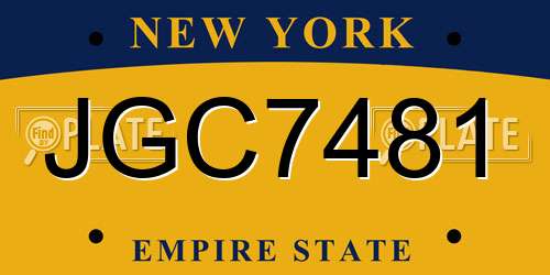 JGC7481 New York License Plate
