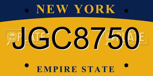 JGC8750 New York License Plate