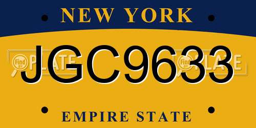JGC9633 New York License Plate