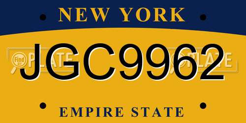 JGC9962 New York License Plate