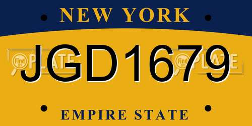 JGD1679 New York License Plate