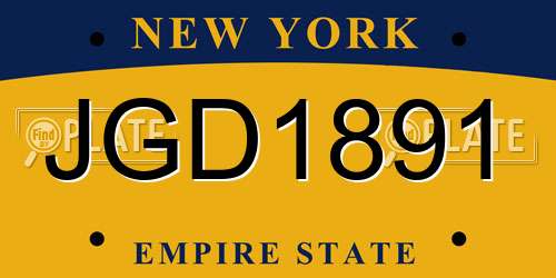 JGD1891 New York License Plate
