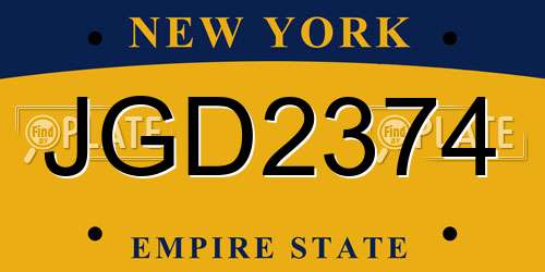 JGD2374 New York License Plate