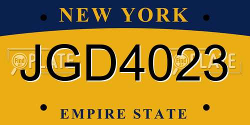 JGD4023 New York License Plate