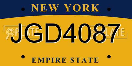 JGD4087 New York License Plate