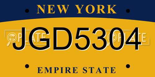 JGD5304 New York License Plate