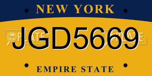 JGD5669 New York License Plate