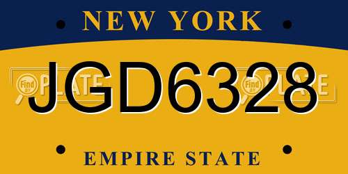 JGD6328 New York License Plate