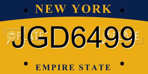 JGD6499 New York License Plate