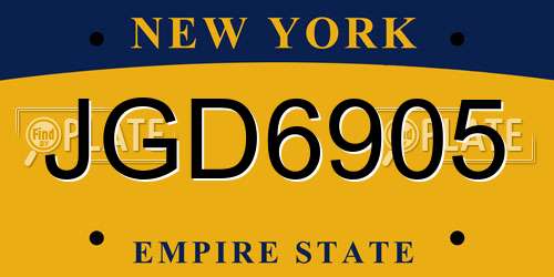 JGD6905 New York License Plate