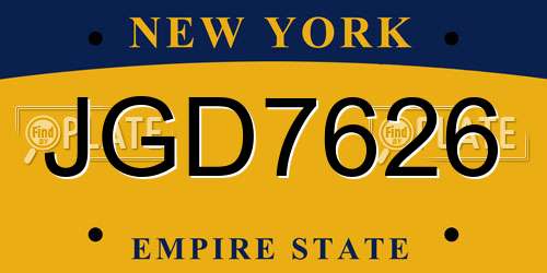 JGD7626 New York License Plate