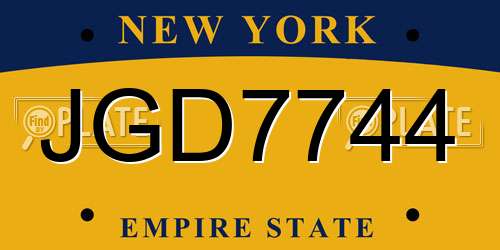JGD7744 New York License Plate