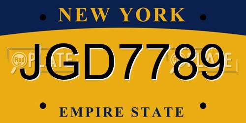 JGD7789 New York License Plate