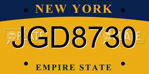JGD8730 New York License Plate