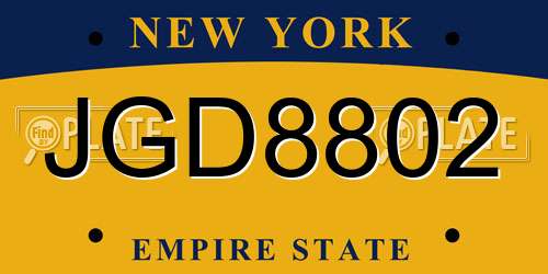JGD8802 New York License Plate