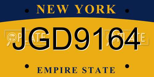 JGD9164 New York License Plate