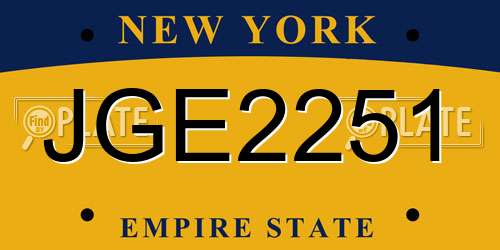 JGE2251 New York License Plate
