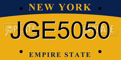 JGE5050 New York License Plate