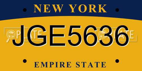 JGE5636 New York License Plate