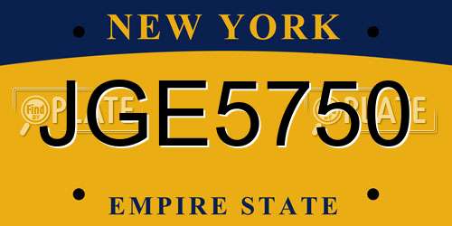 JGE5750 New York License Plate