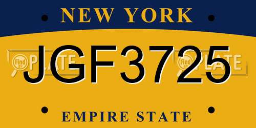 JGF3725 New York License Plate