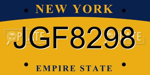 JGF8298 New York License Plate