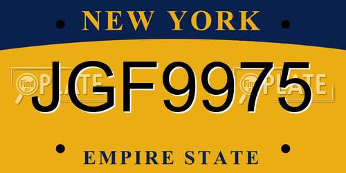 JGF9975 New York License Plate