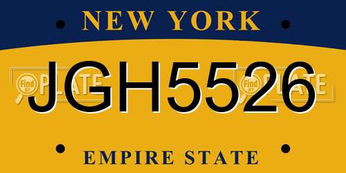 JGH5526 New York License Plate