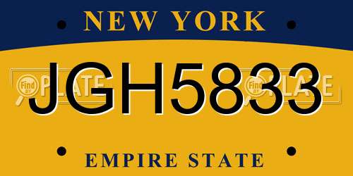 JGH5833 New York License Plate