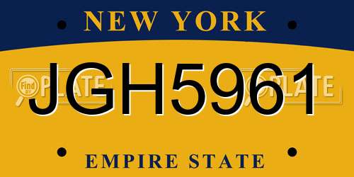 JGH5961 New York License Plate