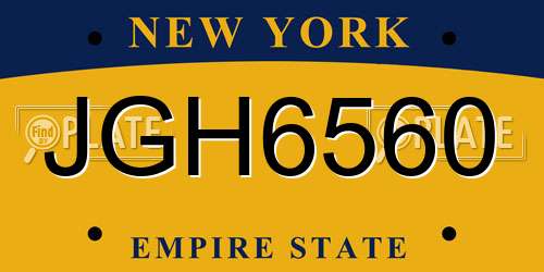 JGH6560 New York License Plate