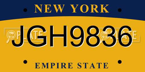JGH9836 New York License Plate