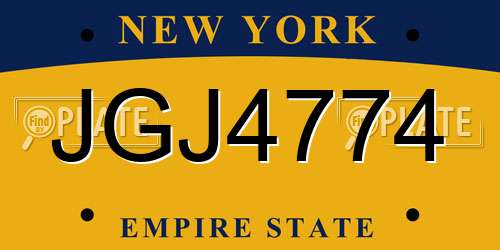 JGJ4774 New York License Plate