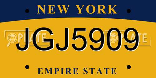JGJ5909 New York License Plate
