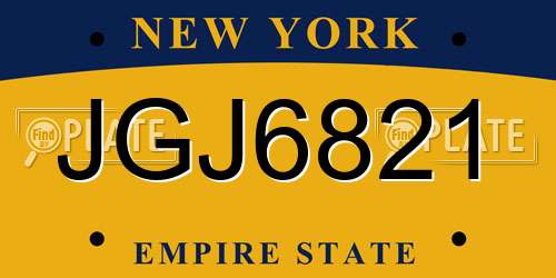 JGJ6821 New York License Plate