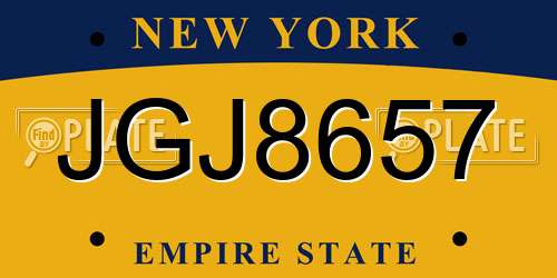 JGJ8657 New York License Plate