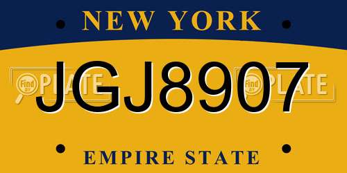 JGJ8907 New York License Plate