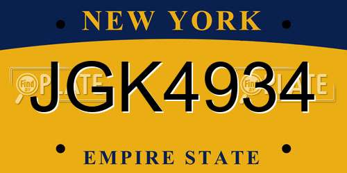 JGK4934 New York License Plate