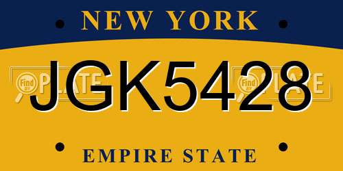 JGK5428 New York License Plate