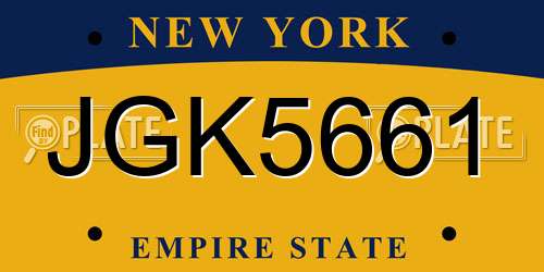 JGK5661 New York License Plate