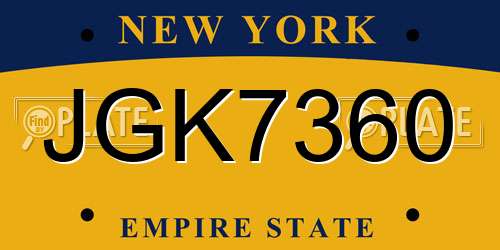 JGK7360 New York License Plate