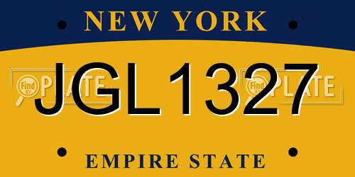 JGL1327 New York License Plate