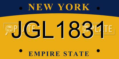 JGL1831 New York License Plate
