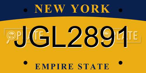 JGL2891 New York License Plate